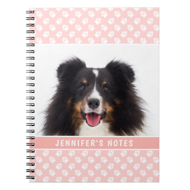 Cuaderno Foto de Mascota Personalizado Rosado de Rubor con  (Frente)