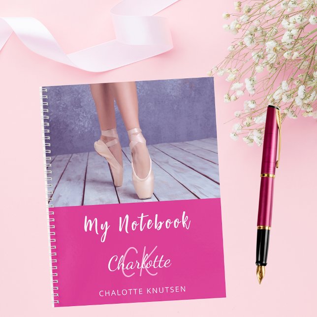 Cuaderno Foto de monograma blanco rosado (Subido por el creador)