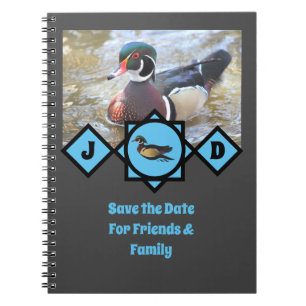 Cuaderno Foto de monograma del pato de la madera adorable