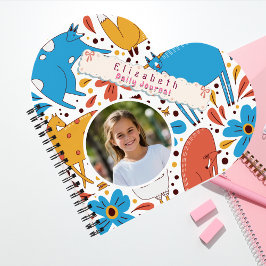 Cuaderno Foto de nombre personalizado de animales dibujados