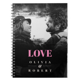 Cuaderno Foto de pareja personalizada y nombres abstracto n