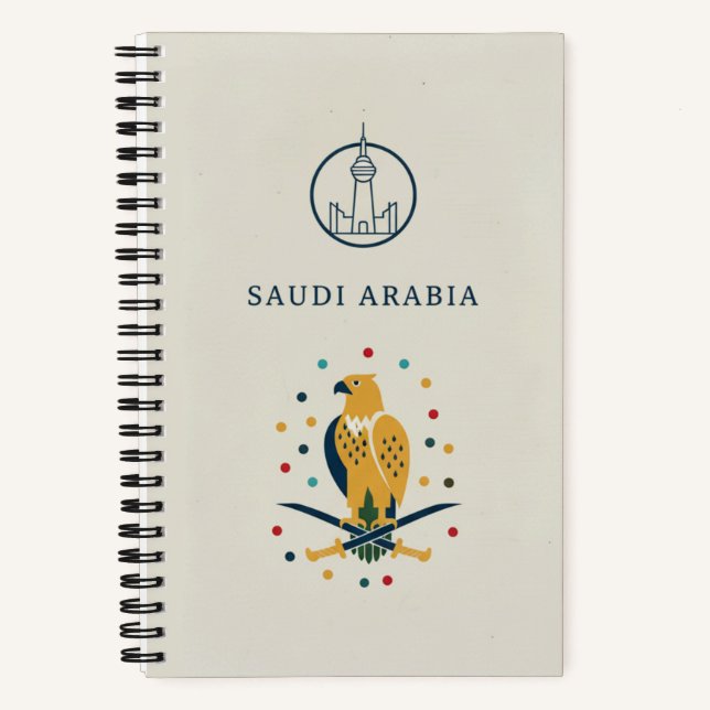 Cuaderno Foto de Patrimonio y Halcón Dorado de Arabia Saudi (Anverso)