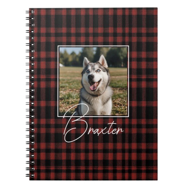 Cuaderno Foto de patrón de trenzado rojo y negro ruso (Frente)