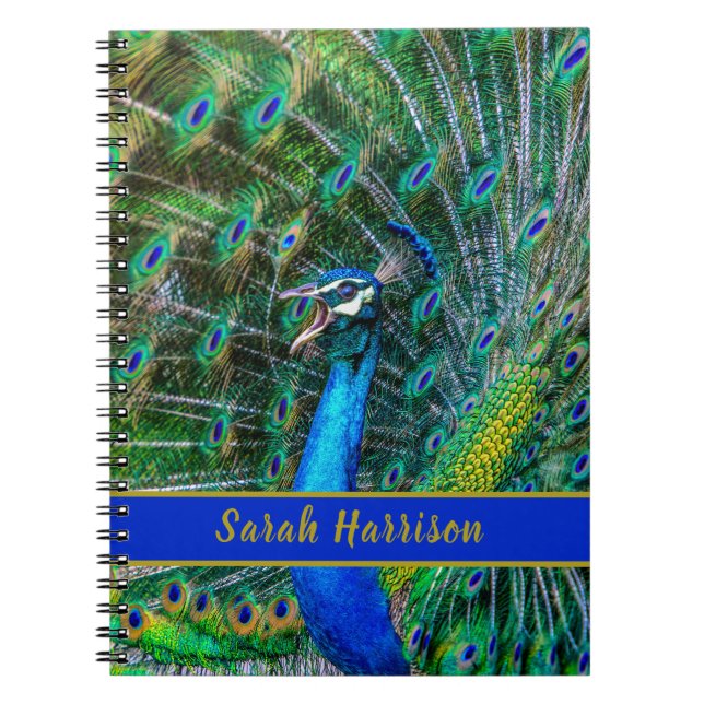 Cuaderno Foto de pavo real personalizada (Frente)