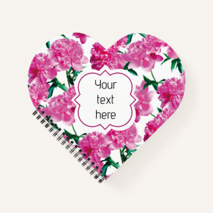Cuaderno Foto de peonías rosadas patrón moderno femenino.
