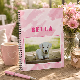 Cuaderno Foto de perro rosa abstracto y nombre lindo