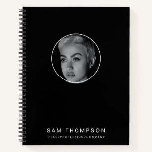 Cuaderno Foto de Personalizado Minimalista moderno negro
