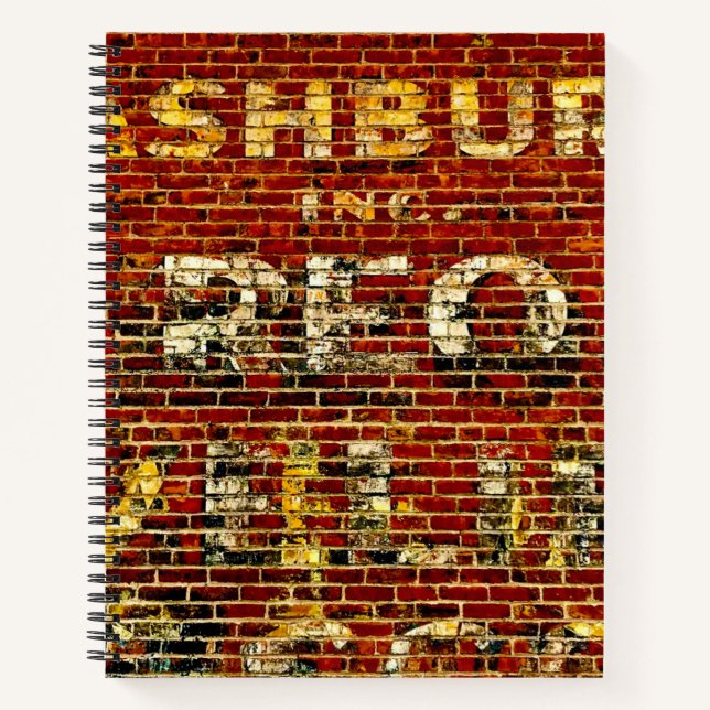 Cuaderno Foto de pintura de letrero desgastado en edificio  (Anverso)