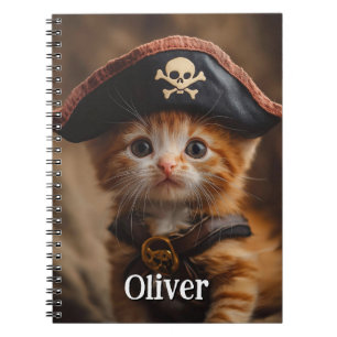 Cuaderno Foto de Pirata Cute Red Kitten