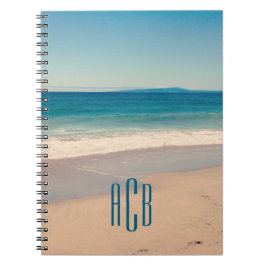 Cuaderno Foto de playa de vacaciones de Monograma de tres l