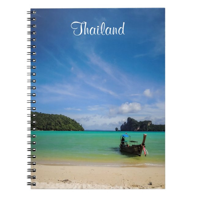 Cuaderno Foto de playa de viajes de Tailandia con barco pes (Frente)
