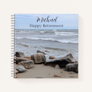 Cuaderno Foto de playa junto al océano con mensaje especial