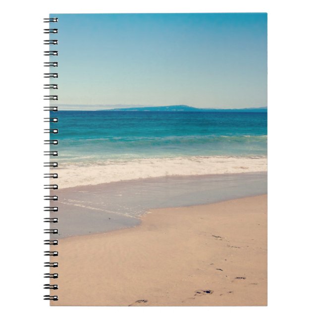 Cuaderno Foto de playa océano azul escénico (Frente)