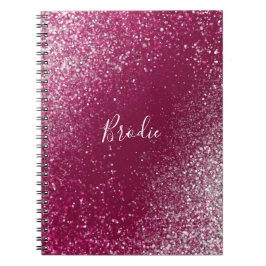 Cuaderno Foto de Purpurina de Borgoña y Plata