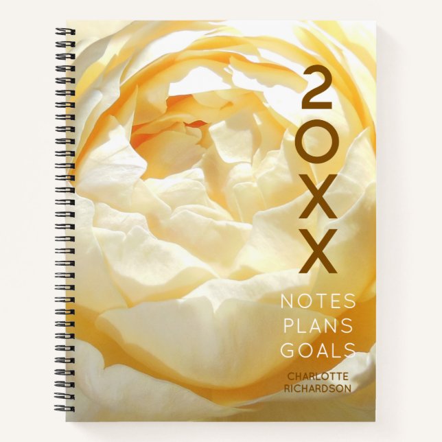 Cuaderno Foto de Rosa Amarilla Hermosa Personalizada (Anverso)