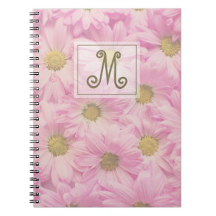 Cuaderno Foto de Rubor Pink Monogram Daisies