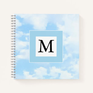 Cuaderno Foto de Soft Blue Sky Personalizado Single Inicial