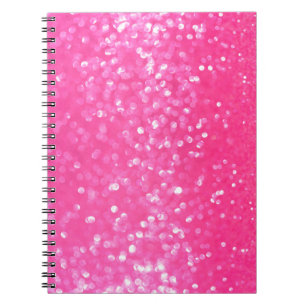 Cuaderno Foto de textura vibrante de purpurina rosa calient