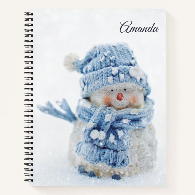 Cuaderno Foto de un muñeco de nieve en invierno - Navidades (Anverso)
