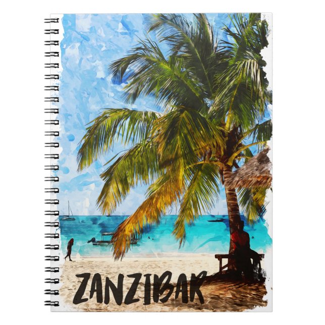 Cuaderno Foto de viaje por la playa tropical de Zanzíbar Áf (Frente)