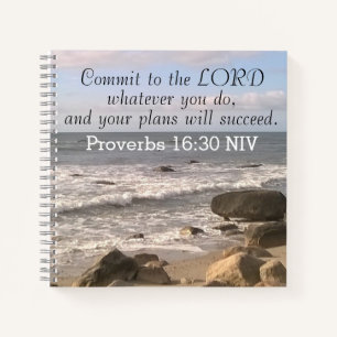 Cuaderno Foto de Wavy Ocean Shore Proverbs Biblia Verse Sea
