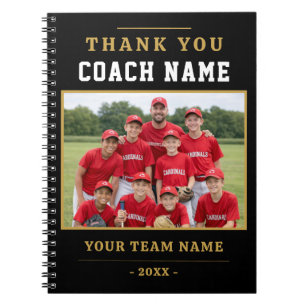 Cuaderno Foto del equipo de béisbol moderno agradecimiento