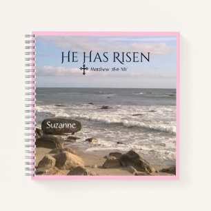 Cuaderno Foto del Océano con las Escrituras de Resurrección
