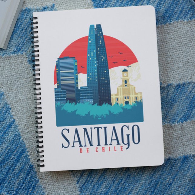 Cuaderno Foto del perfil de Santiago de Chile (Minimalist Santiago de Chile Travel Vintage Skyline Notebook)