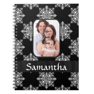 Cuaderno Foto del personalizado de damasco negro