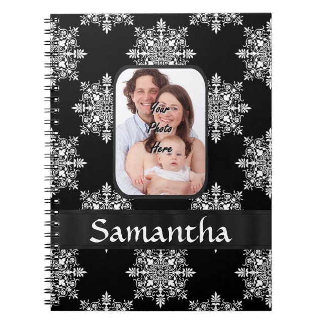 Cuaderno Foto del personalizado de damasco negro (Frente)