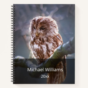 Cuaderno Foto Empresarial De Lechuza Nocturno Añadir Nombre