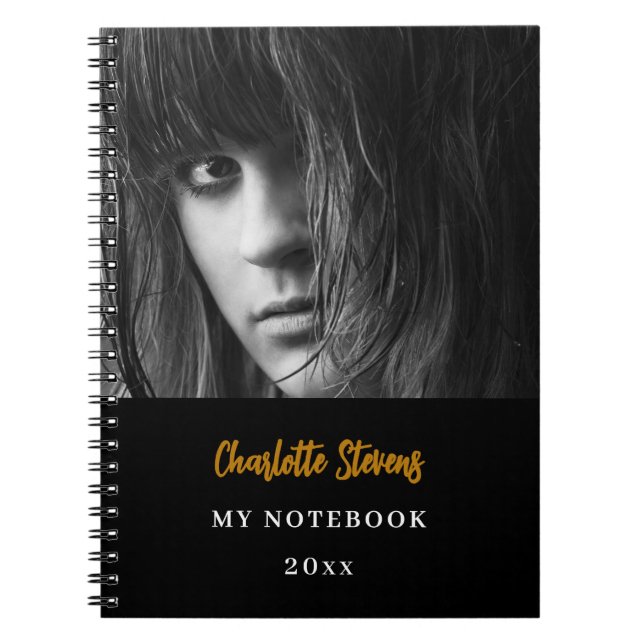 Cuaderno Foto en blanco y oro negro (Frente)