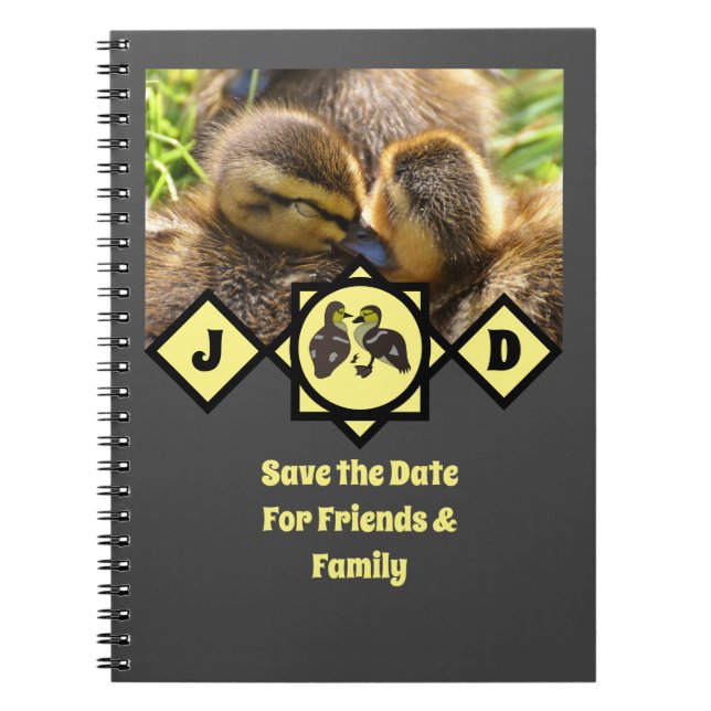 Cuaderno Foto en monograma de adorable Twin Ducklings (Frente)