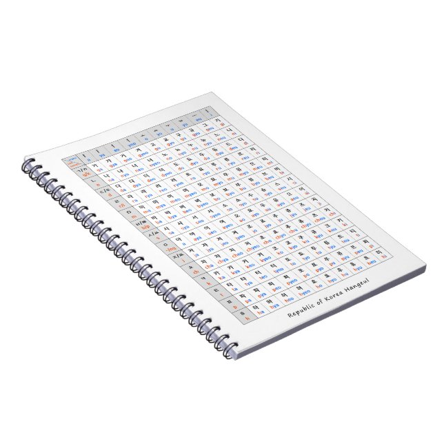 Cuaderno Foto espiral alfabeto para bloc de notas korea (Lado Derecho)