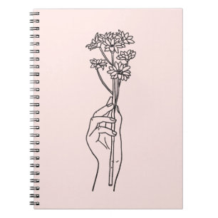Cuaderno Foto espiral de arte de la línea Minimalista en bl