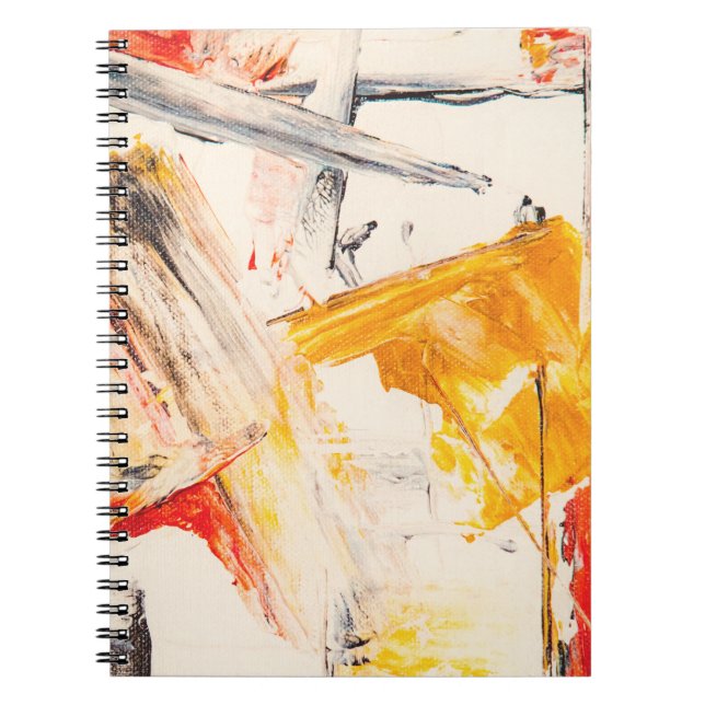 Cuaderno Foto espiral de resumen mínimo amarillo y blanco (Frente)