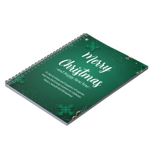 Cuaderno Foto espiral del Día del Navidad Sencillo Verde y 
