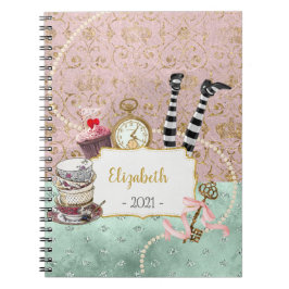 Cuaderno Foto espiral rosada y turquesa de Wonderland