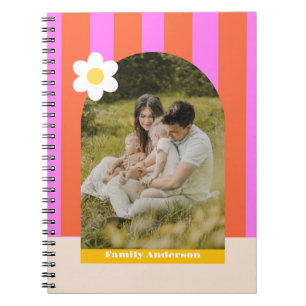 Cuaderno Foto familia moderno rayas colorido retro