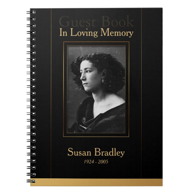 Cuaderno Foto Funeral GuestBook con tubería de oro (Frente)