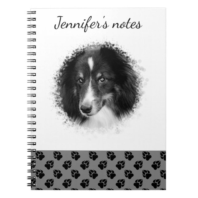 Cuaderno Foto Mascota personalizado y garras negras sobre g (Frente)