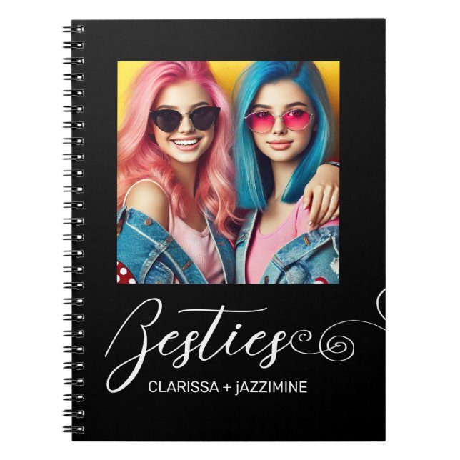 Cuaderno Foto moderna de Bestie blanco negro personalizada (Frente)
