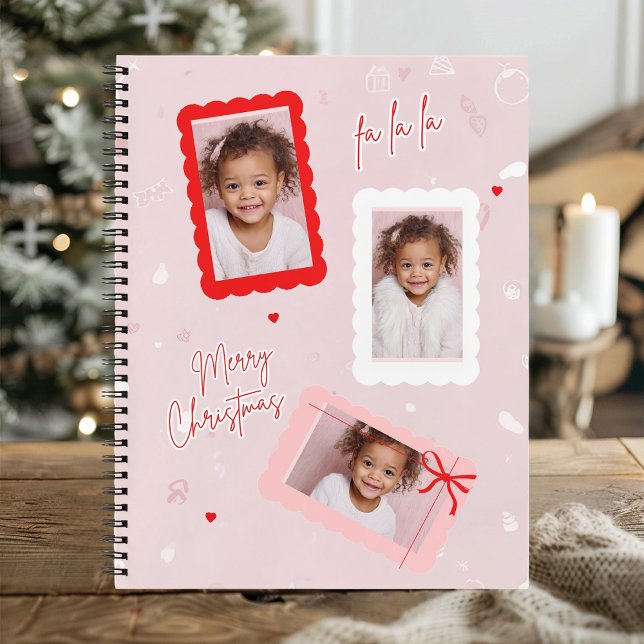 Cuaderno Foto moderna de Navidad “Fa La La” en rosa   (Subido por el creador)