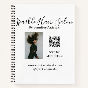 Cuaderno Foto moderna peluquería pequeña empresa código QR
