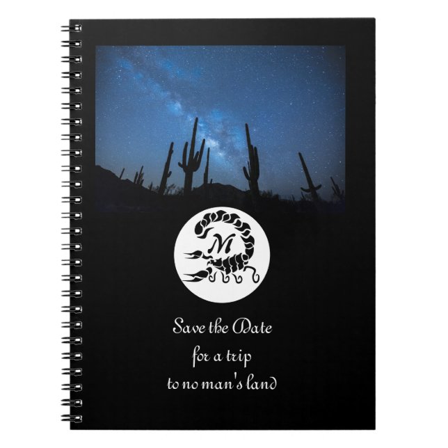 Cuaderno Foto monograma de silueta de escorpión negro (Frente)