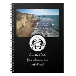 Cuaderno Foto monograma del esténcil de cangrejo negro
