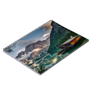 Cuaderno Foto paisajística del lago de las montañas italian