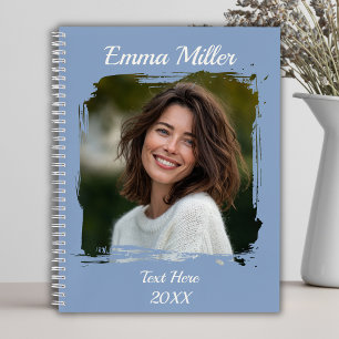 Cuaderno Foto personalizada   Añadir nombre o texto   Azul 