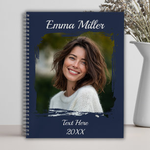 Cuaderno Foto personalizada   Añadir nombre o texto   Azul 