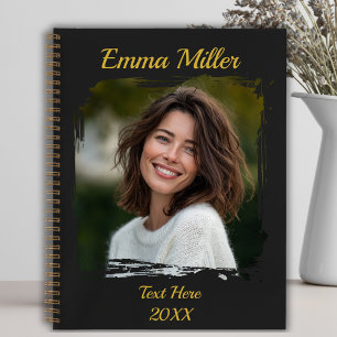 Cuaderno Foto personalizada   Añadir nombre o texto   Negra